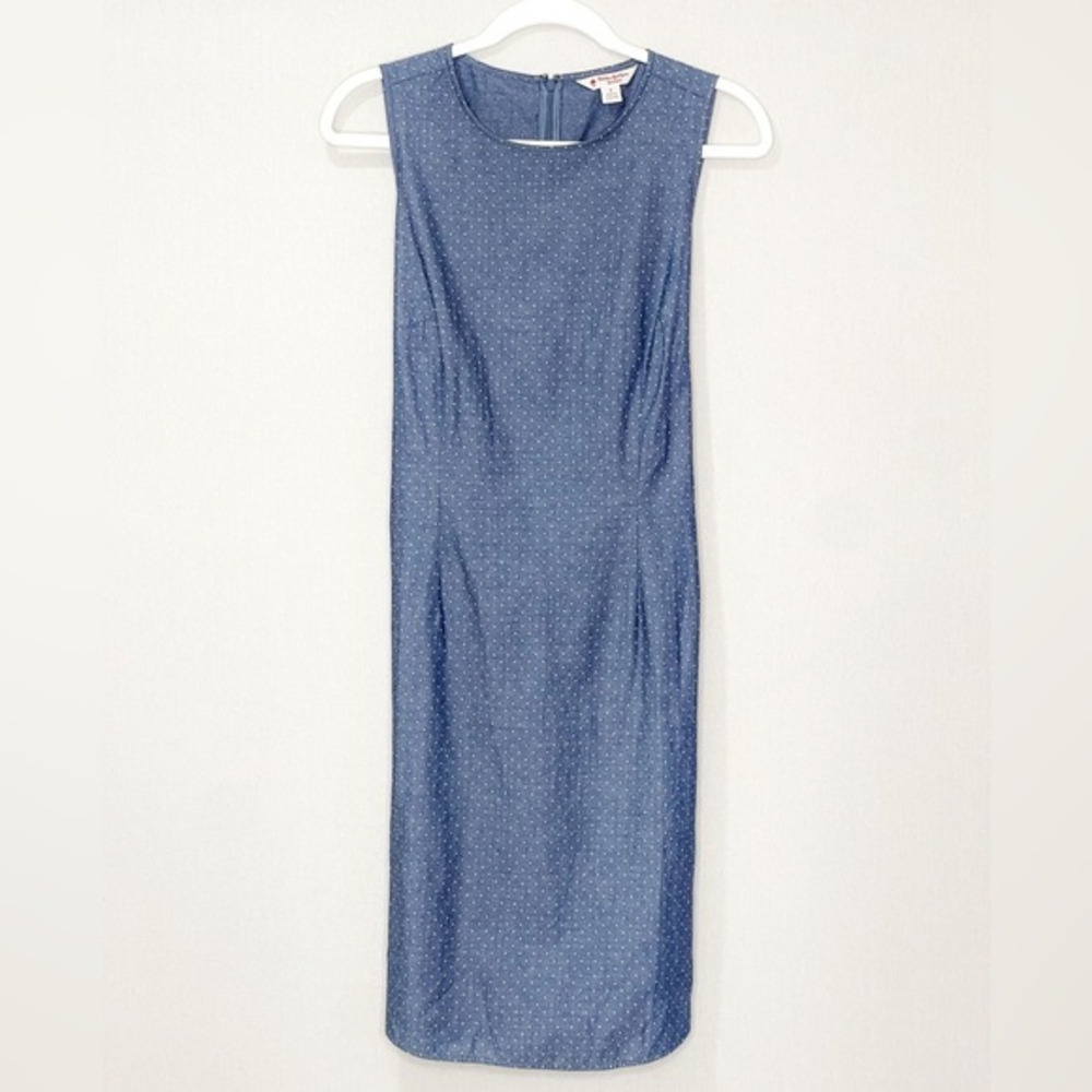 Brooks Brothers Red Fleece Blue White Polka Dot‎ Sleeveless Dress Belted Size 6